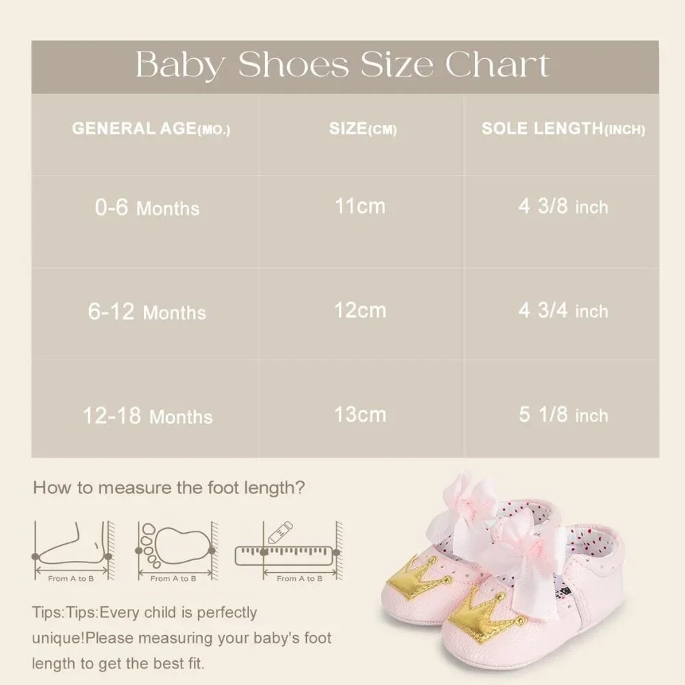 Infant Pink Gold Polyurethane Baby Girls Handmade Princess Flats First Walkers
